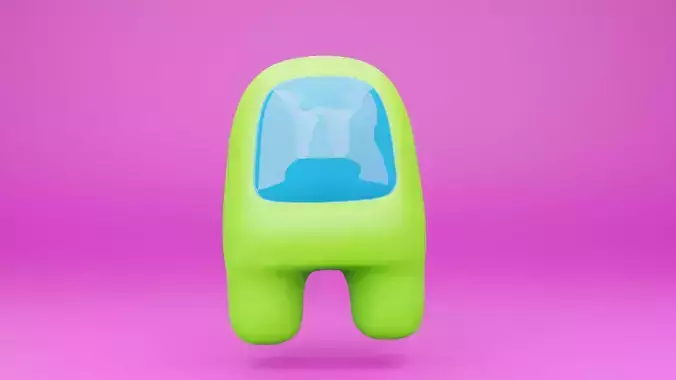 3D render Game Among Us light green body