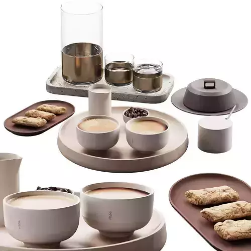 432 eat and drinks decor set 10 coffee water carafe serving 01 3D model