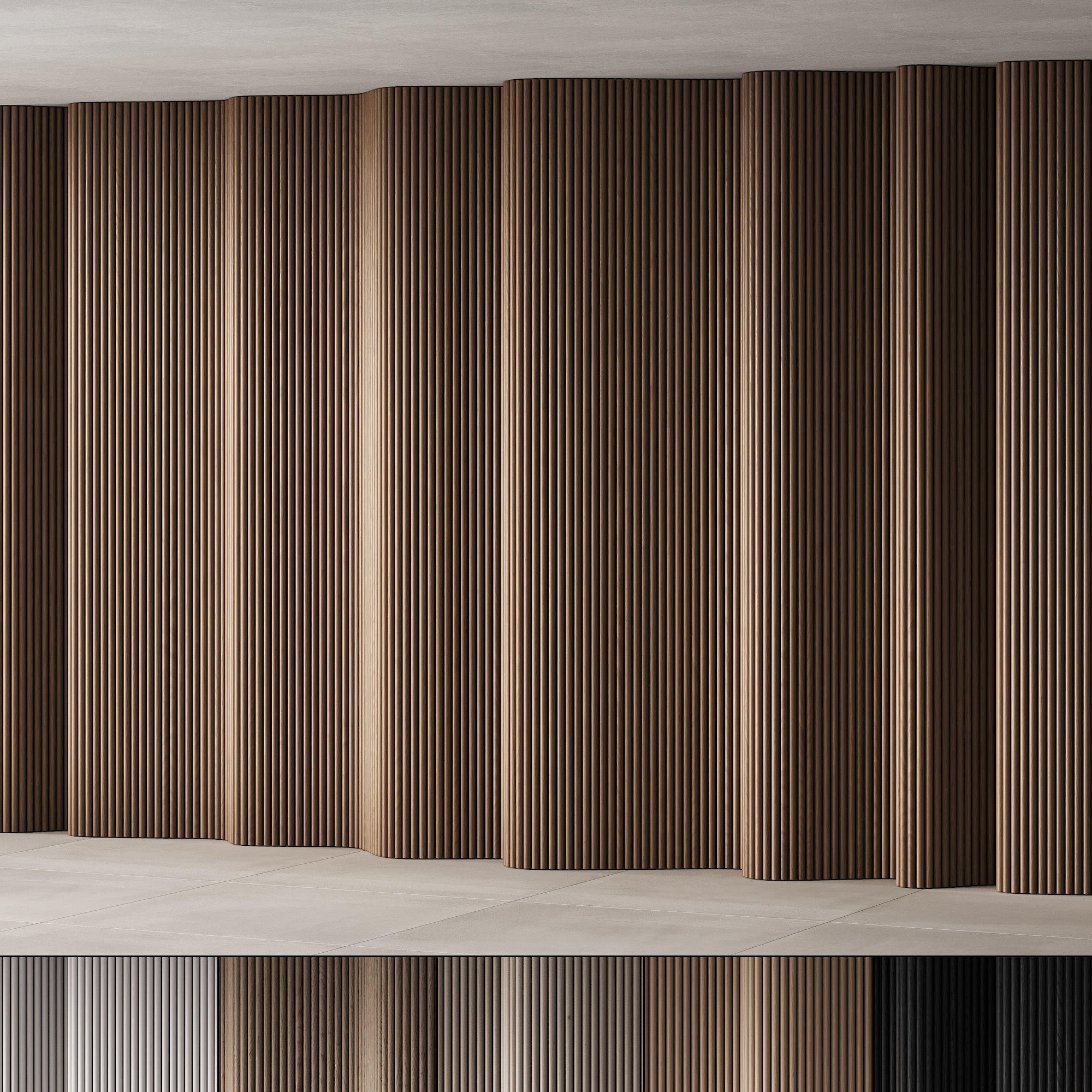 433 wall composition 14 wave fluted raised wood Reeded Panels 01 3D model_1
