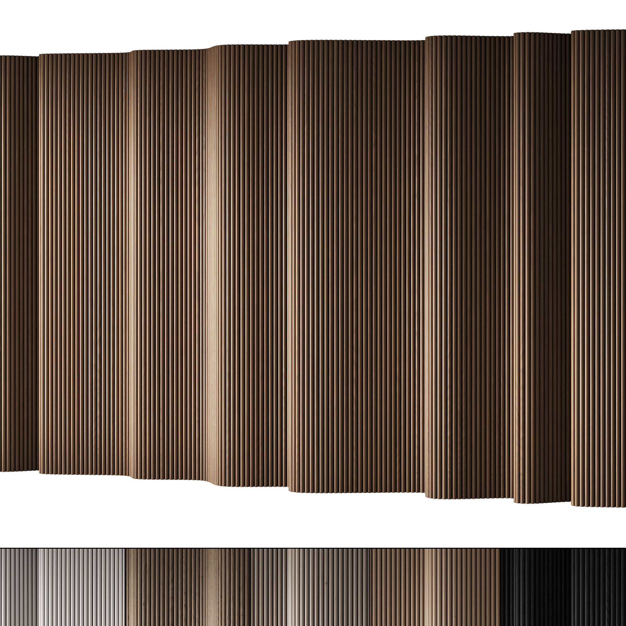 433 wall composition 14 wave fluted raised wood Reeded Panels 01 3D model_2