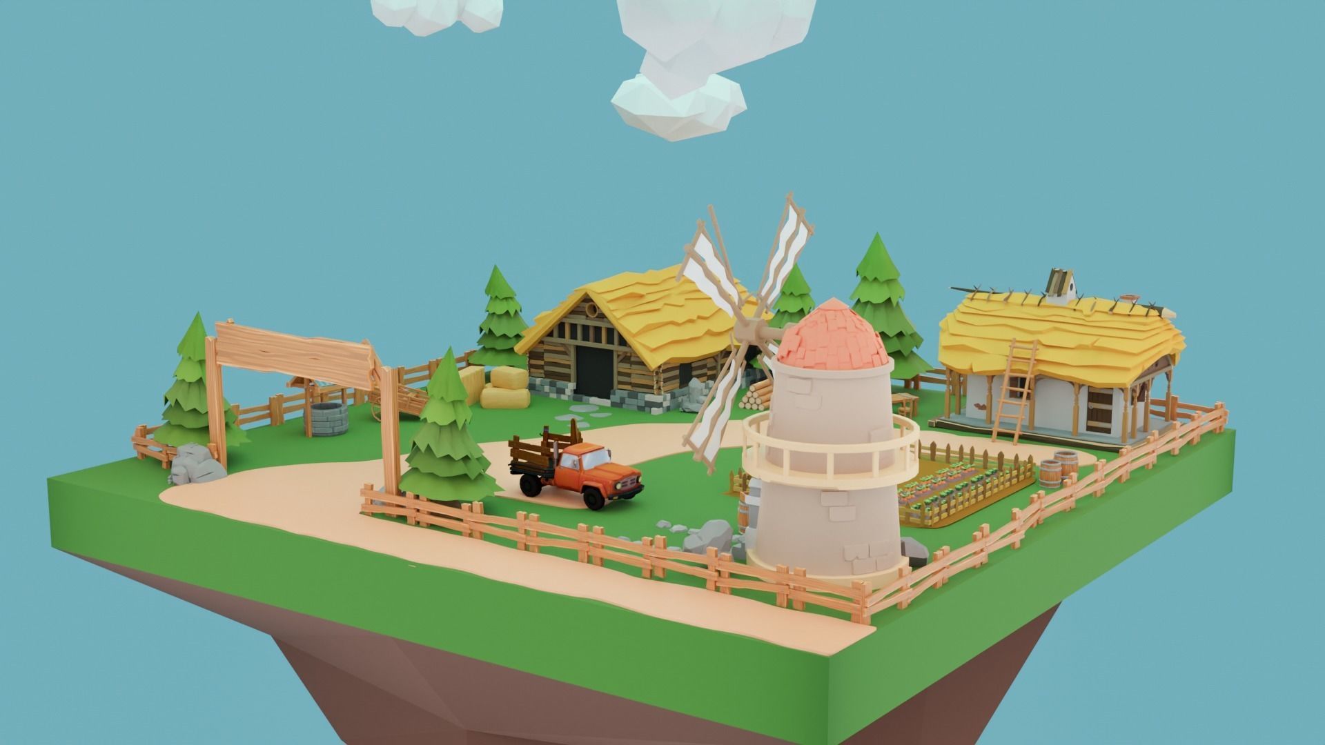 Low Poly Farm Low-poly 3D model_1