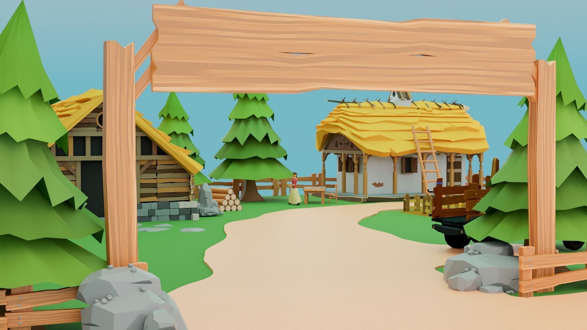 Low Poly Farm Low-poly 3D model_4