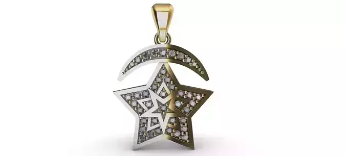 Moon and Star Pendant 3D print model