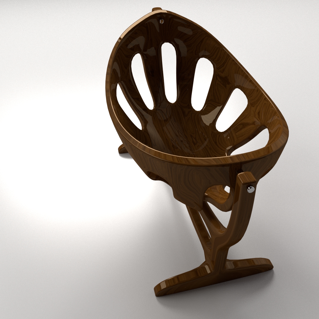 WoodenCrib wooden chair 3D model_1