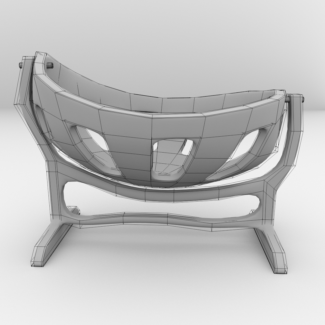 WoodenCrib wooden chair 3D model_4