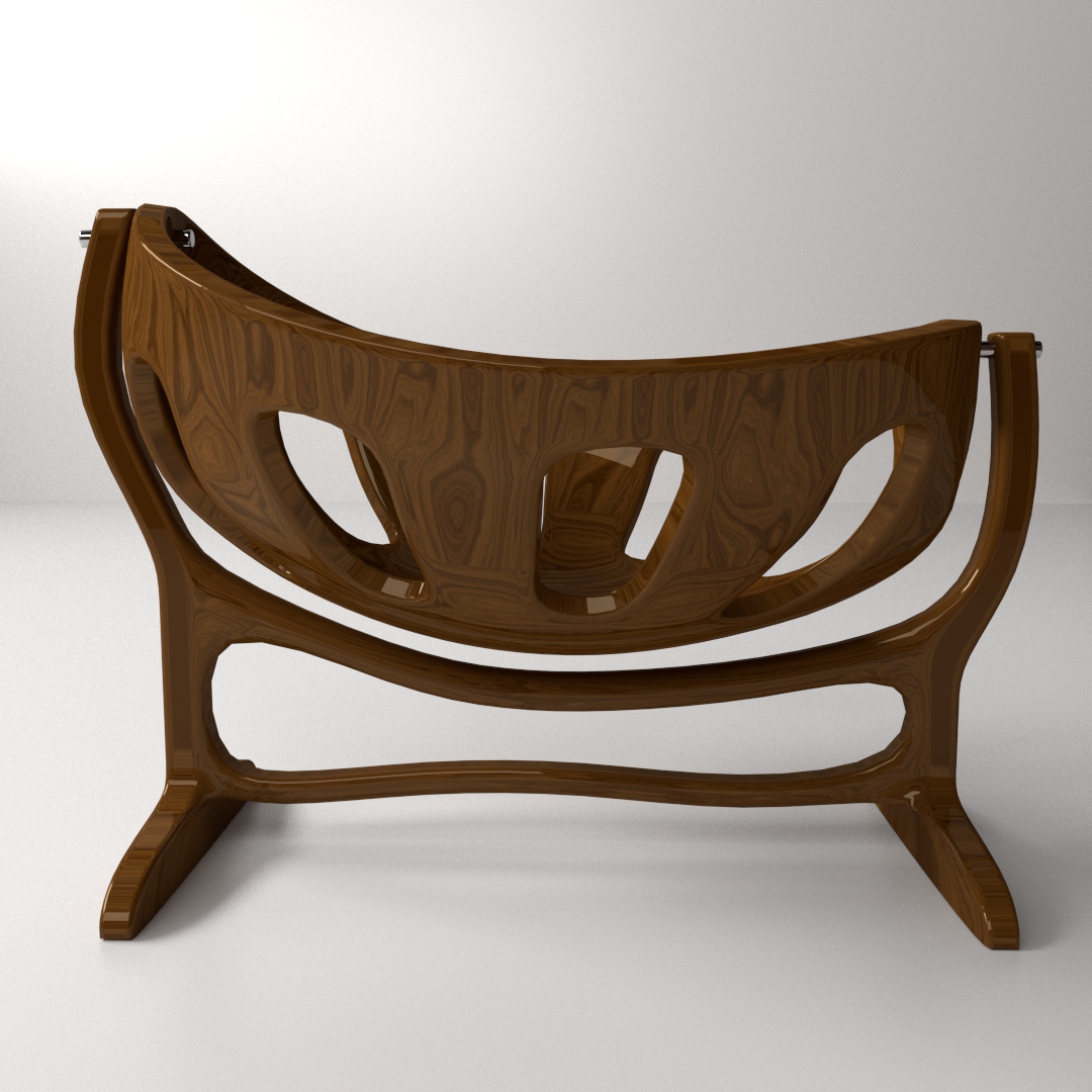 WoodenCrib wooden chair 3D model_2