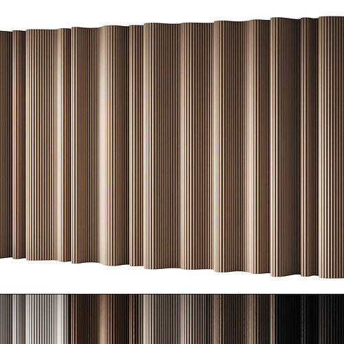 434 wall composition 15 wave fluted wood Reeded Panels 02 3D model