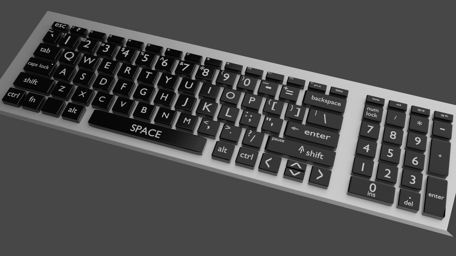 Elegant Ergonomic Keyboard 3D Model Free 3D model_2