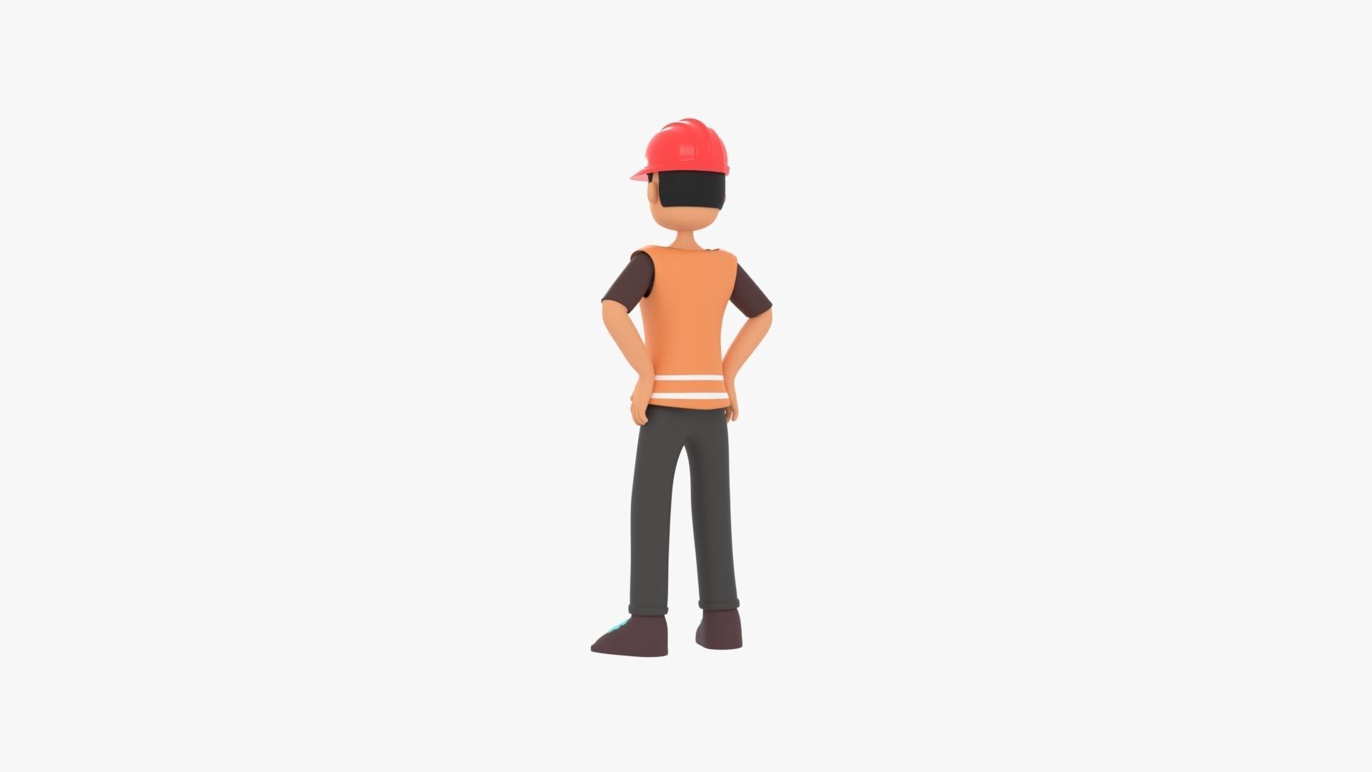 Male Cartoon Worker Builder Character Low-poly 3D model_16