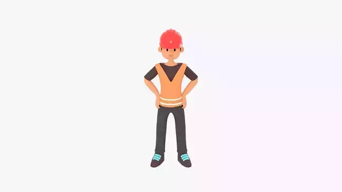 Male Cartoon Worker Builder Character