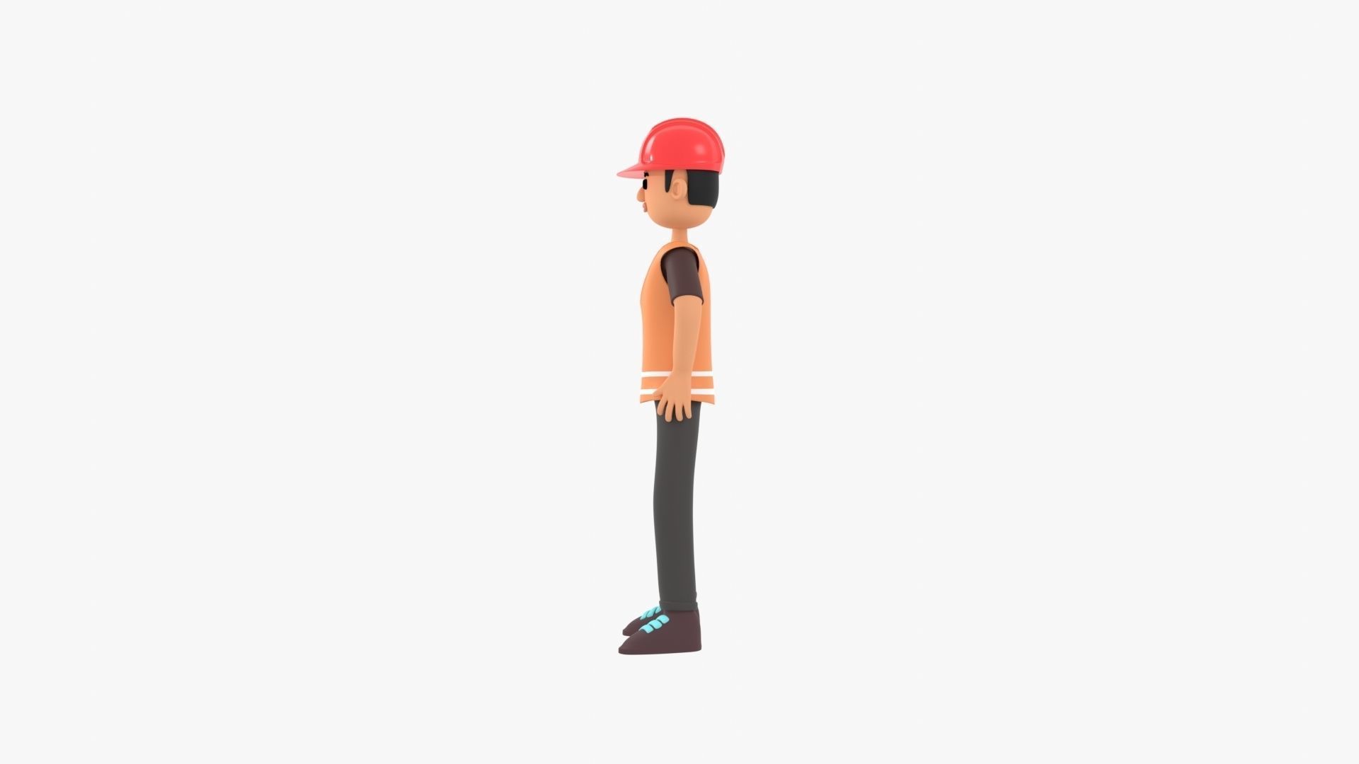 Male Cartoon Worker Builder Character Low-poly 3D model_19