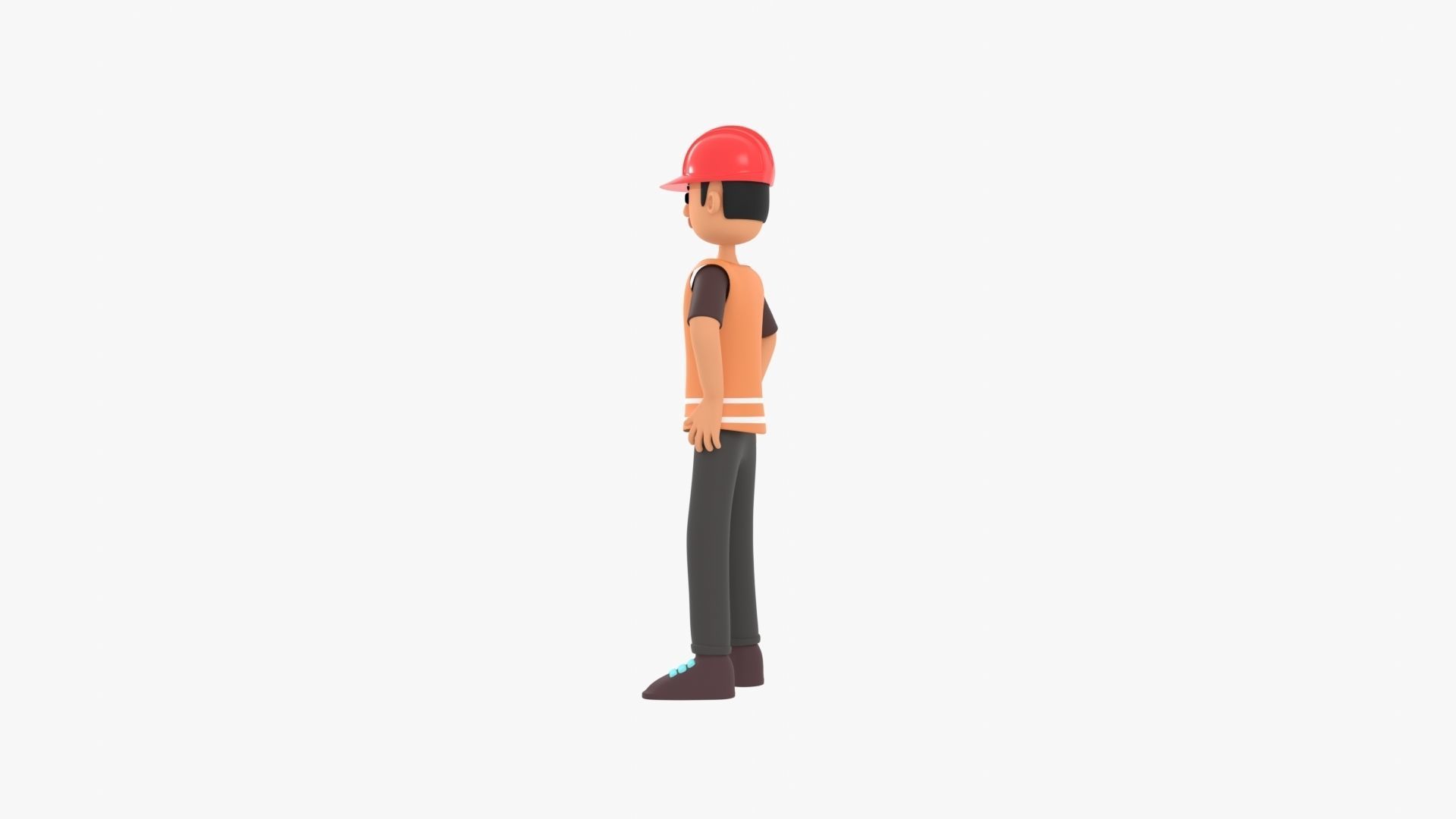 Male Cartoon Worker Builder Character Low-poly 3D model_18