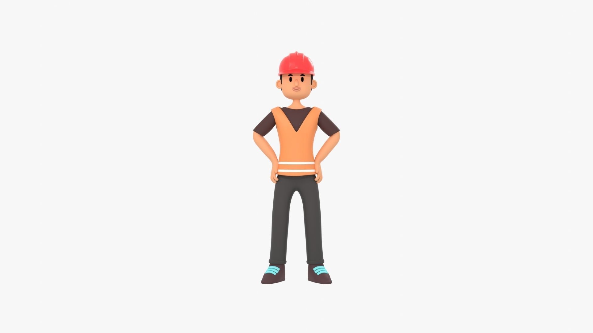 Male Cartoon Worker Builder Character Low-poly 3D model_24
