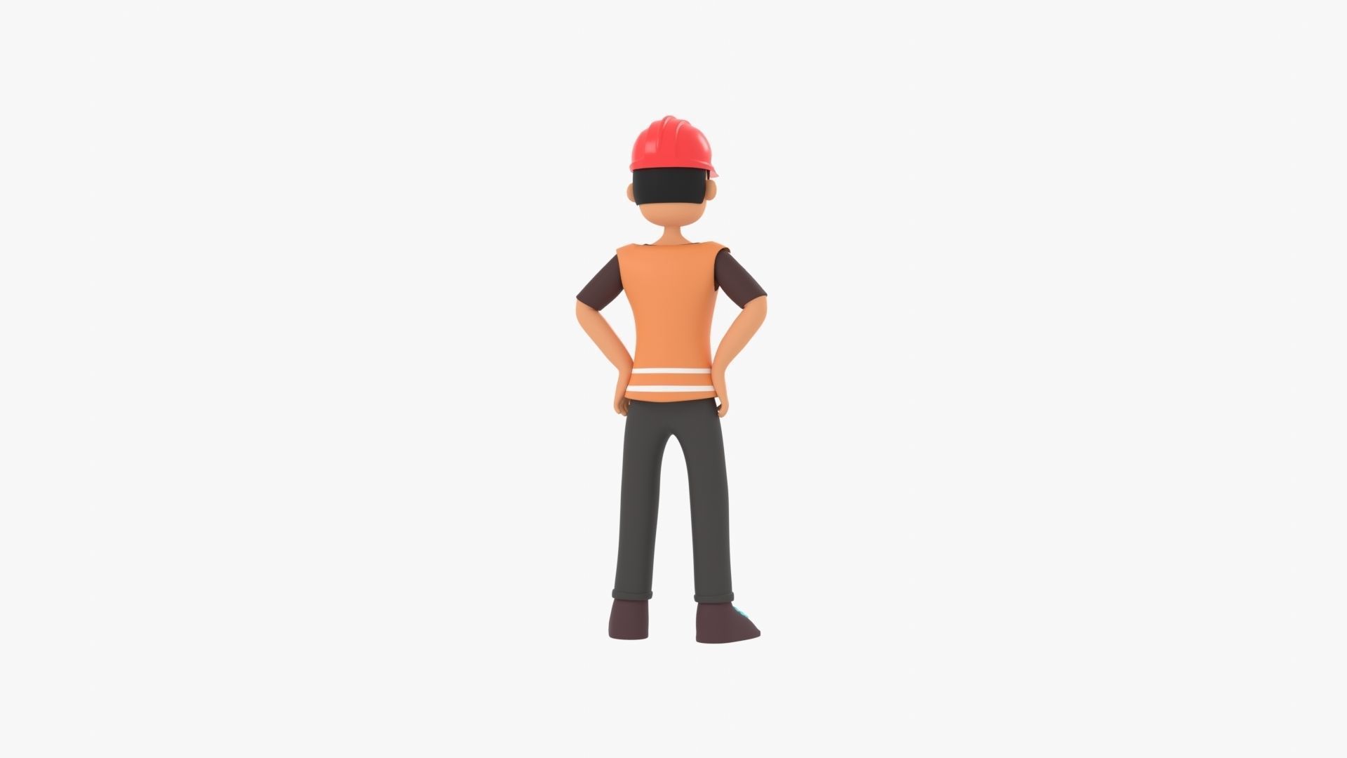 Male Cartoon Worker Builder Character Low-poly 3D model_13