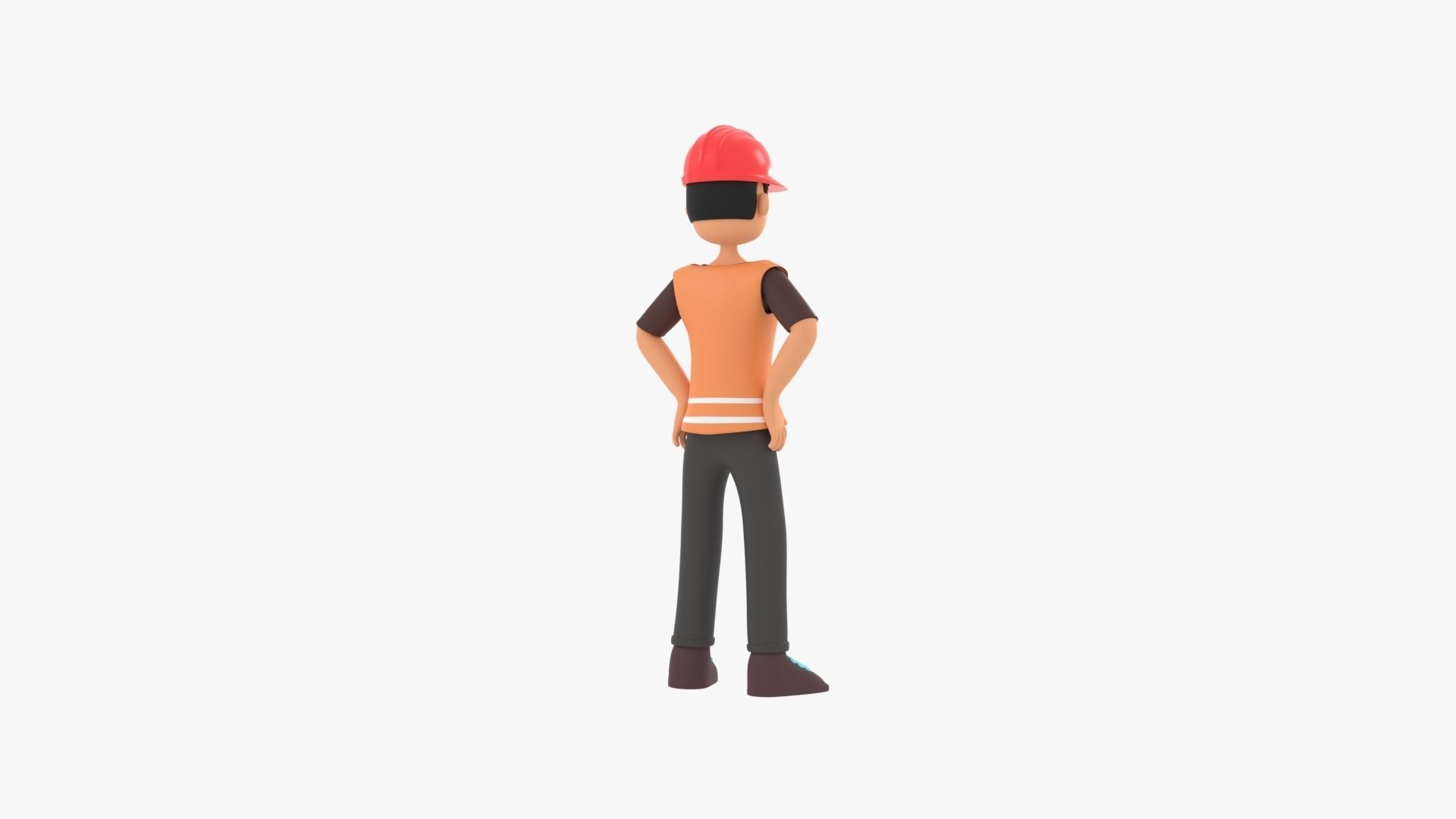 Male Cartoon Worker Builder Character Low-poly 3D model_12