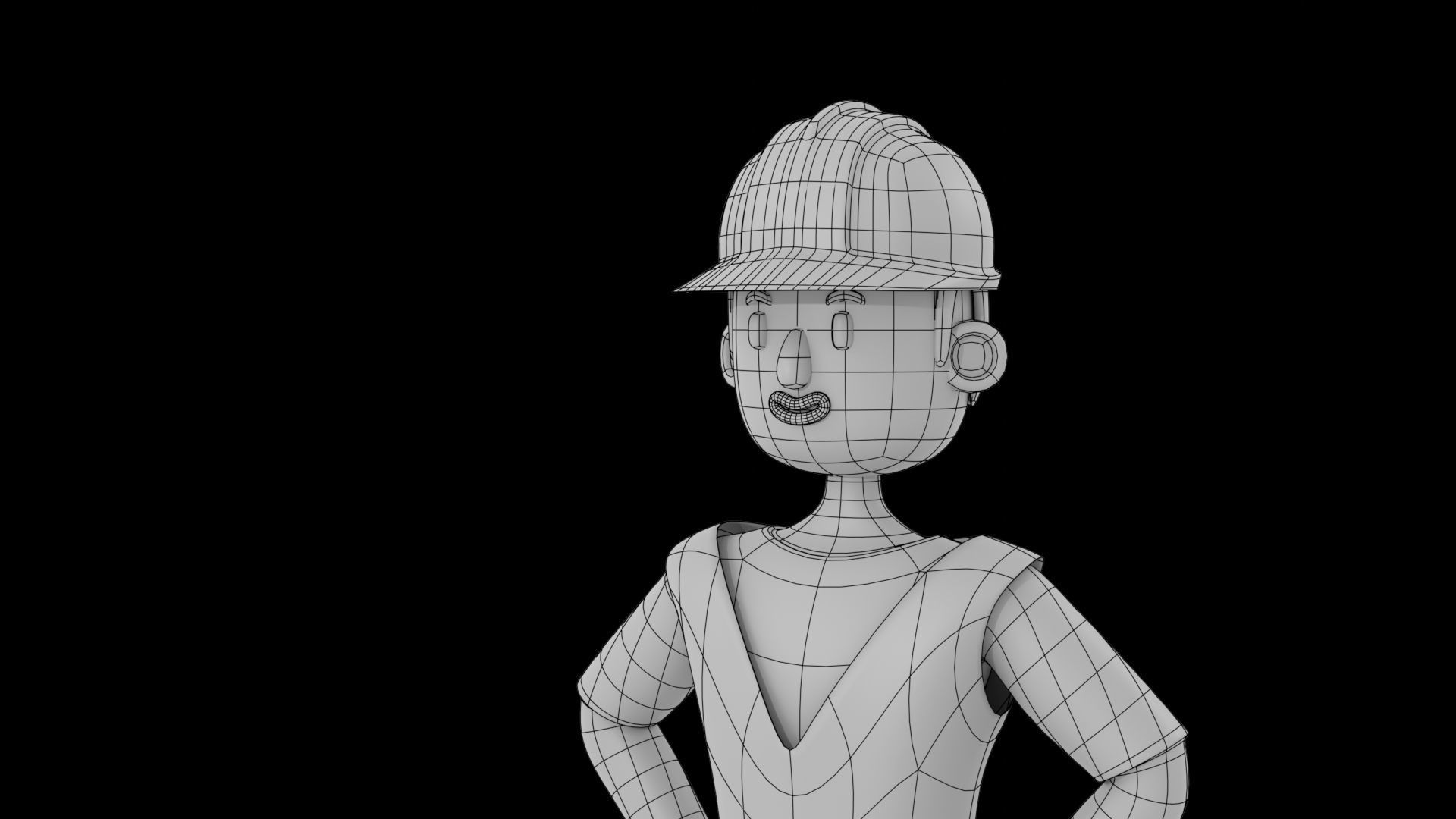 Male Cartoon Worker Builder Character Low-poly 3D model_26