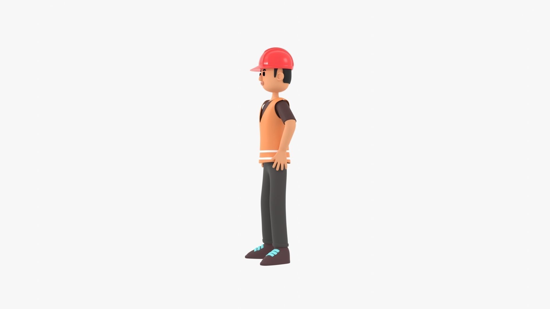 Male Cartoon Worker Builder Character Low-poly 3D model_20