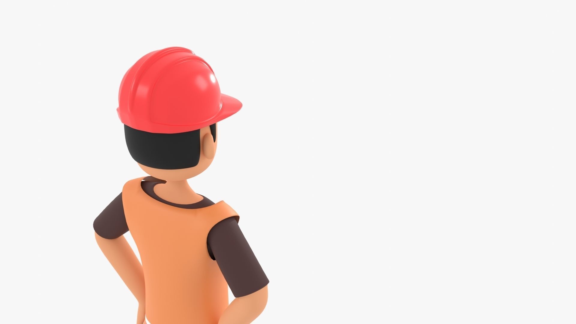 Male Cartoon Worker Builder Character Low-poly 3D model_3
