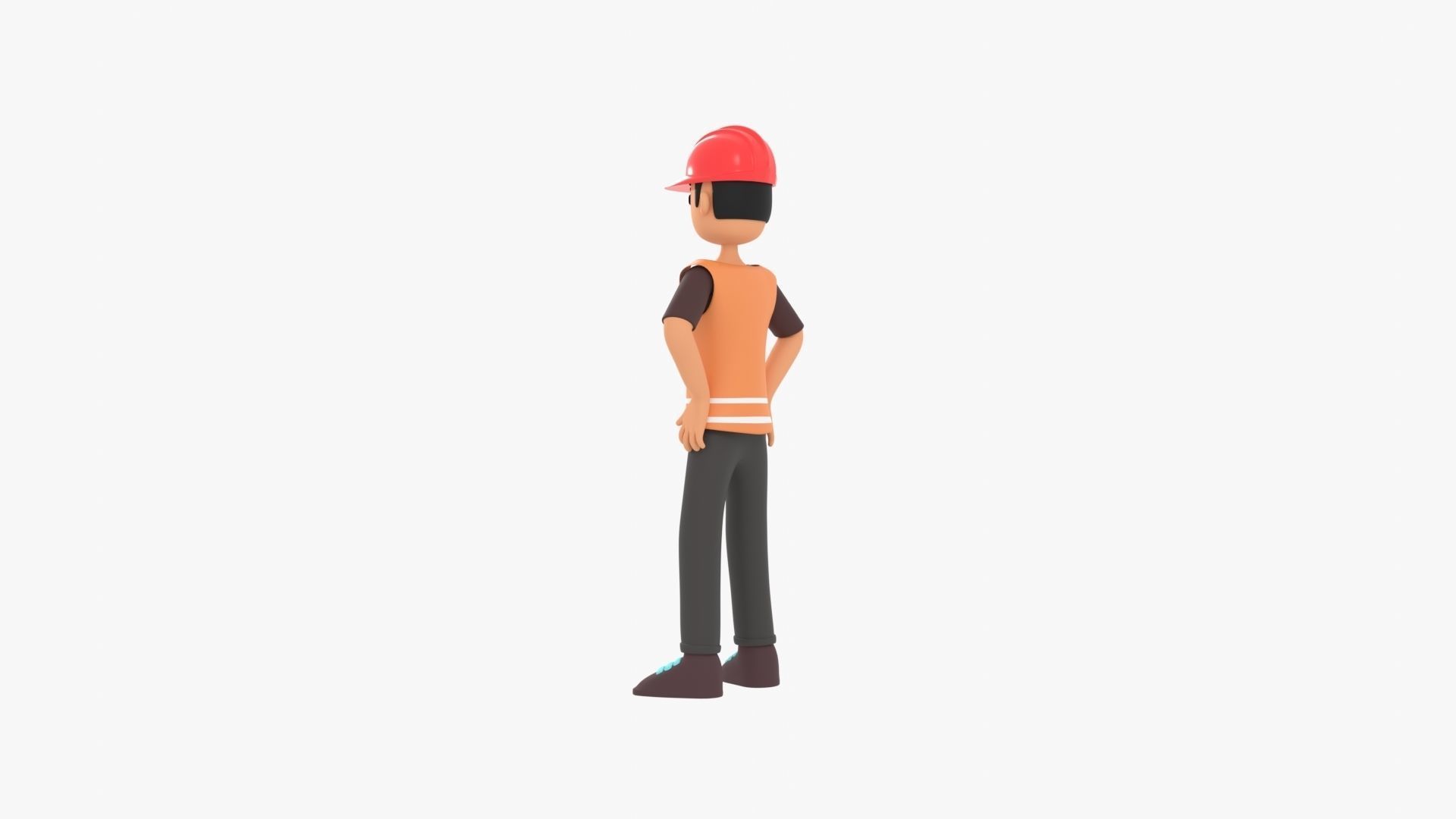 Male Cartoon Worker Builder Character Low-poly 3D model_17
