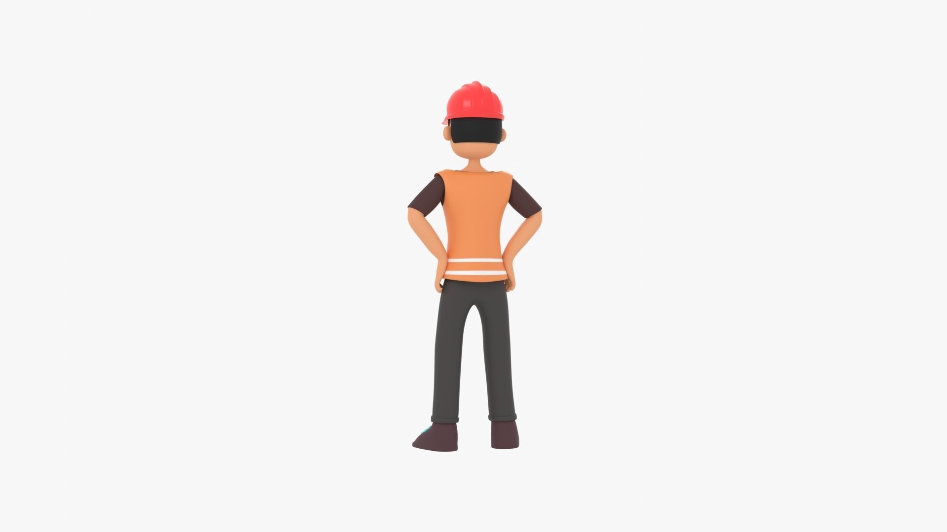 Male Cartoon Worker Builder Character Low-poly 3D model_15