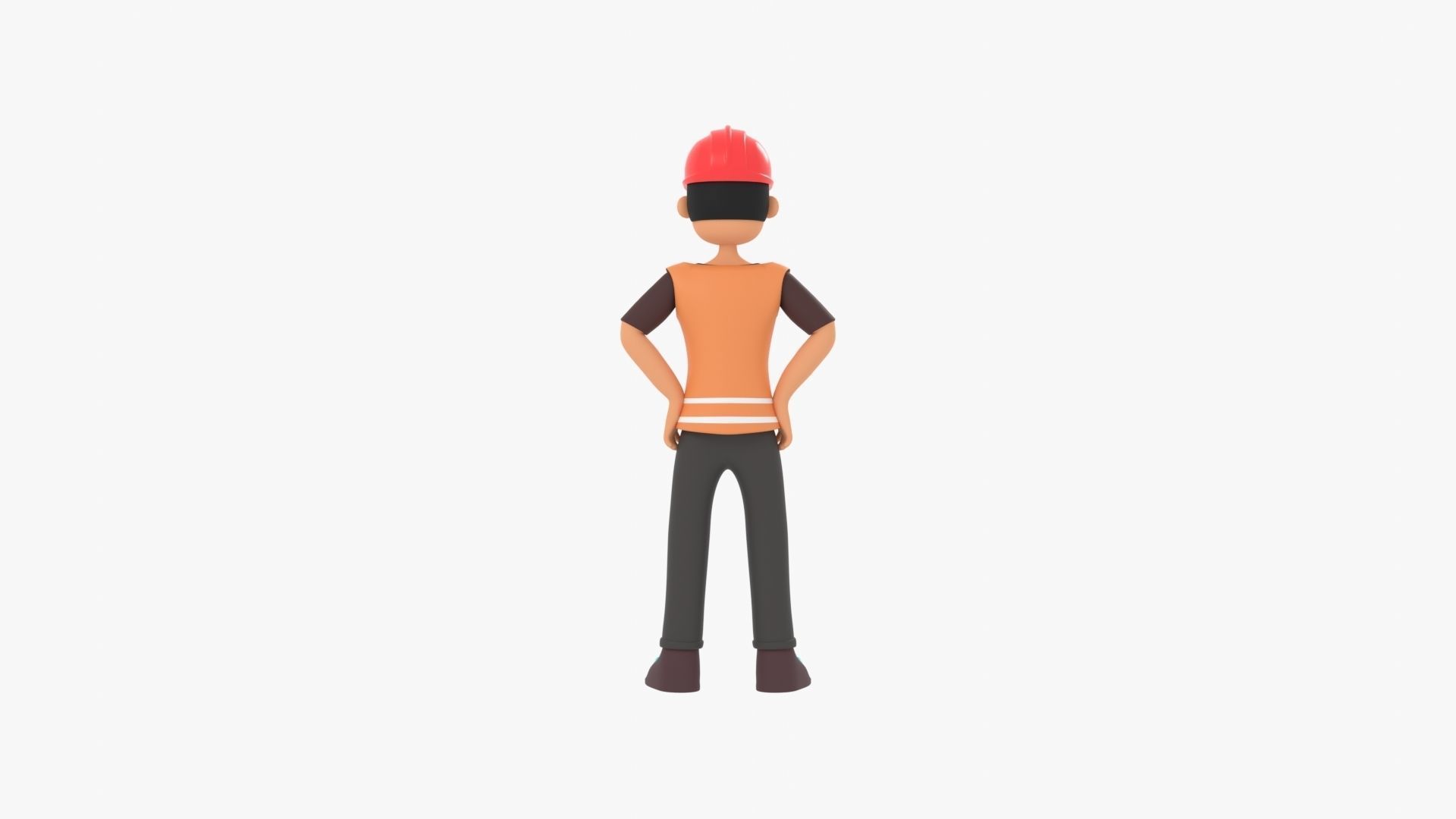 Male Cartoon Worker Builder Character Low-poly 3D model_14