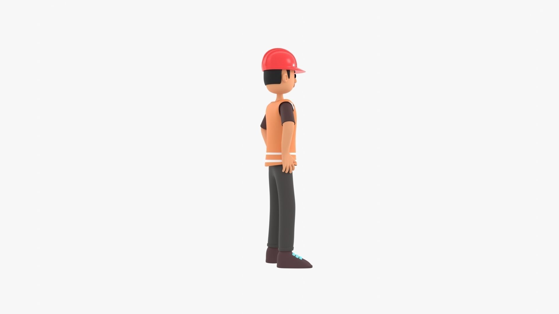 Male Cartoon Worker Builder Character Low-poly 3D model_10