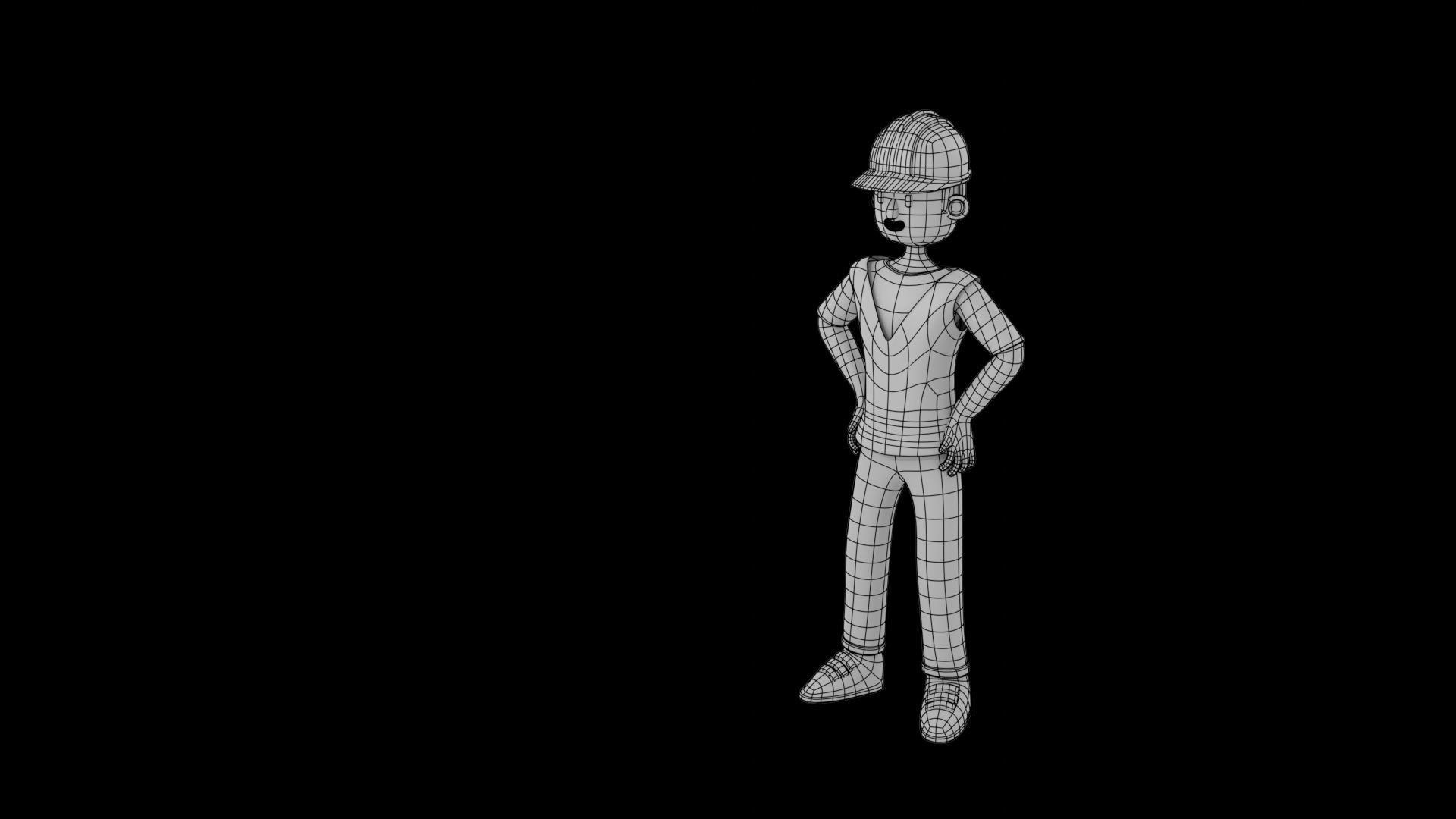 Male Cartoon Worker Builder Character Low-poly 3D model_25