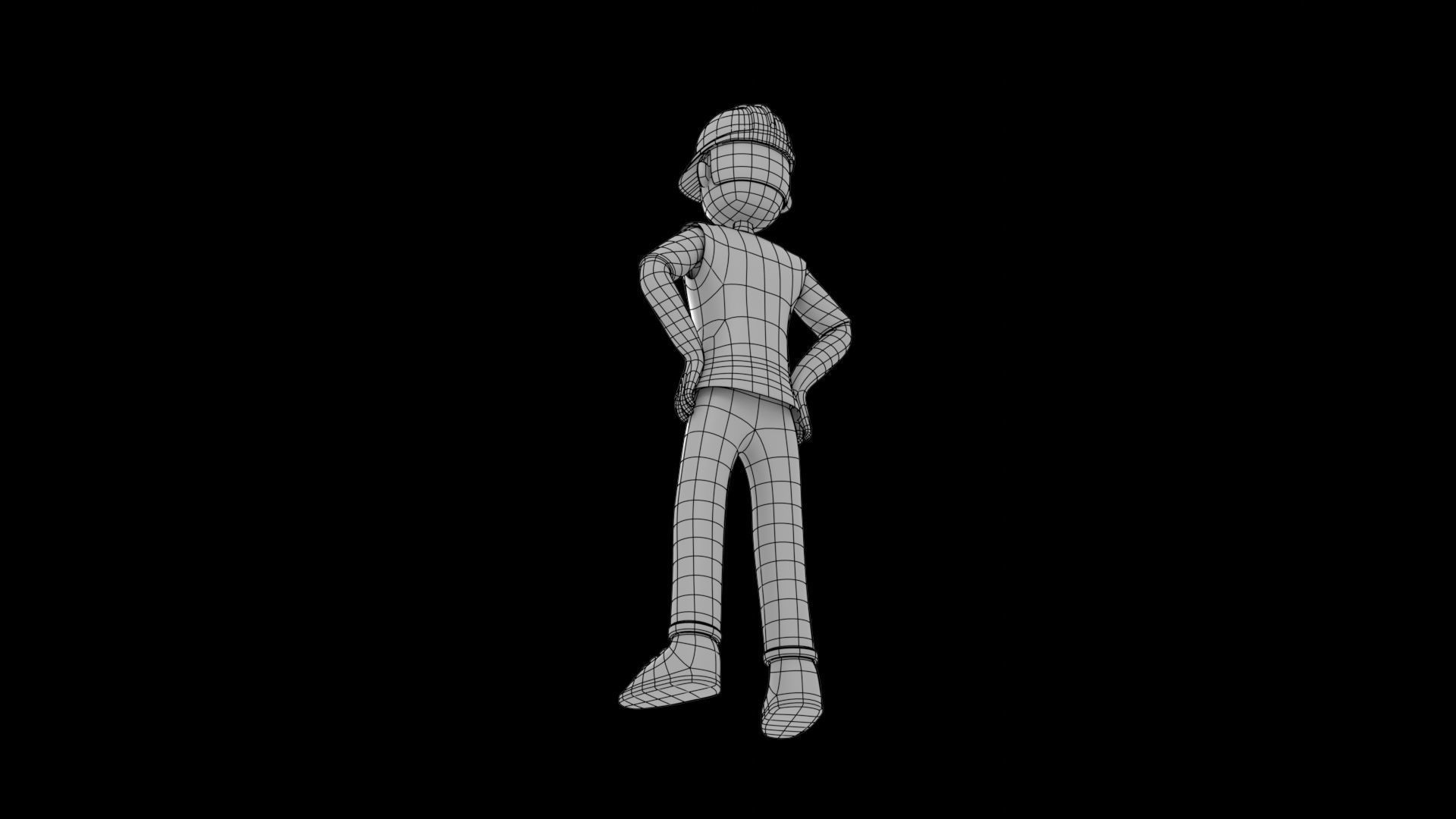 Male Cartoon Worker Builder Character Low-poly 3D model_27