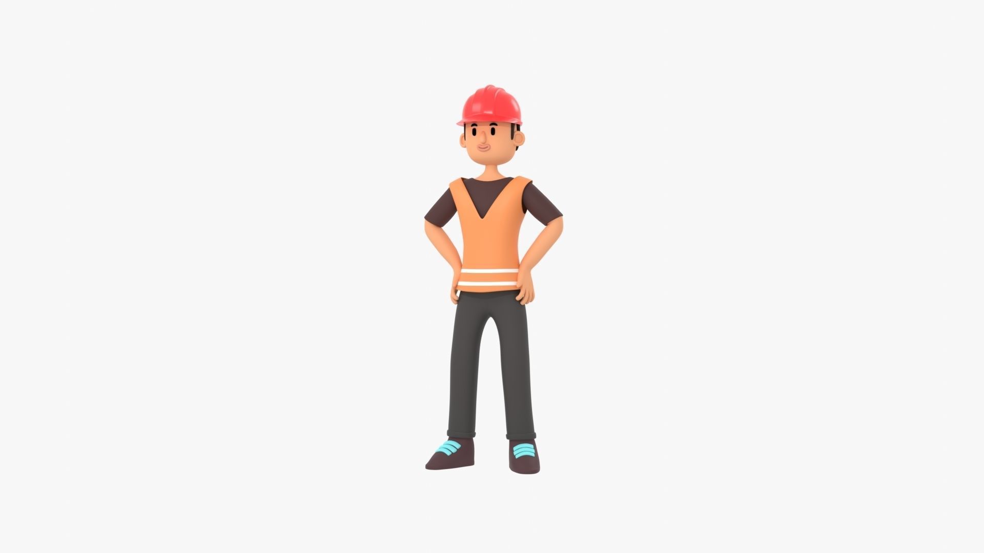 Male Cartoon Worker Builder Character Low-poly 3D model_23