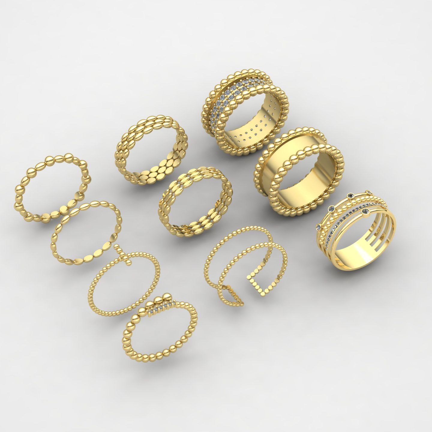 Beaded rings  3D print model_2