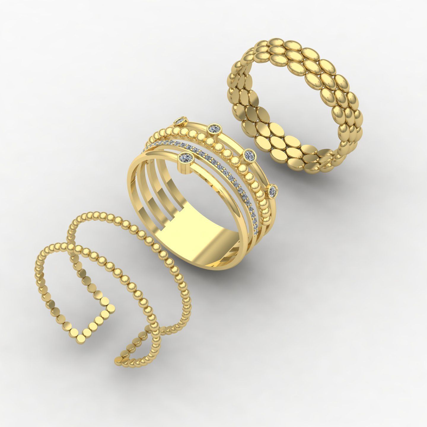 Beaded rings  3D print model_4