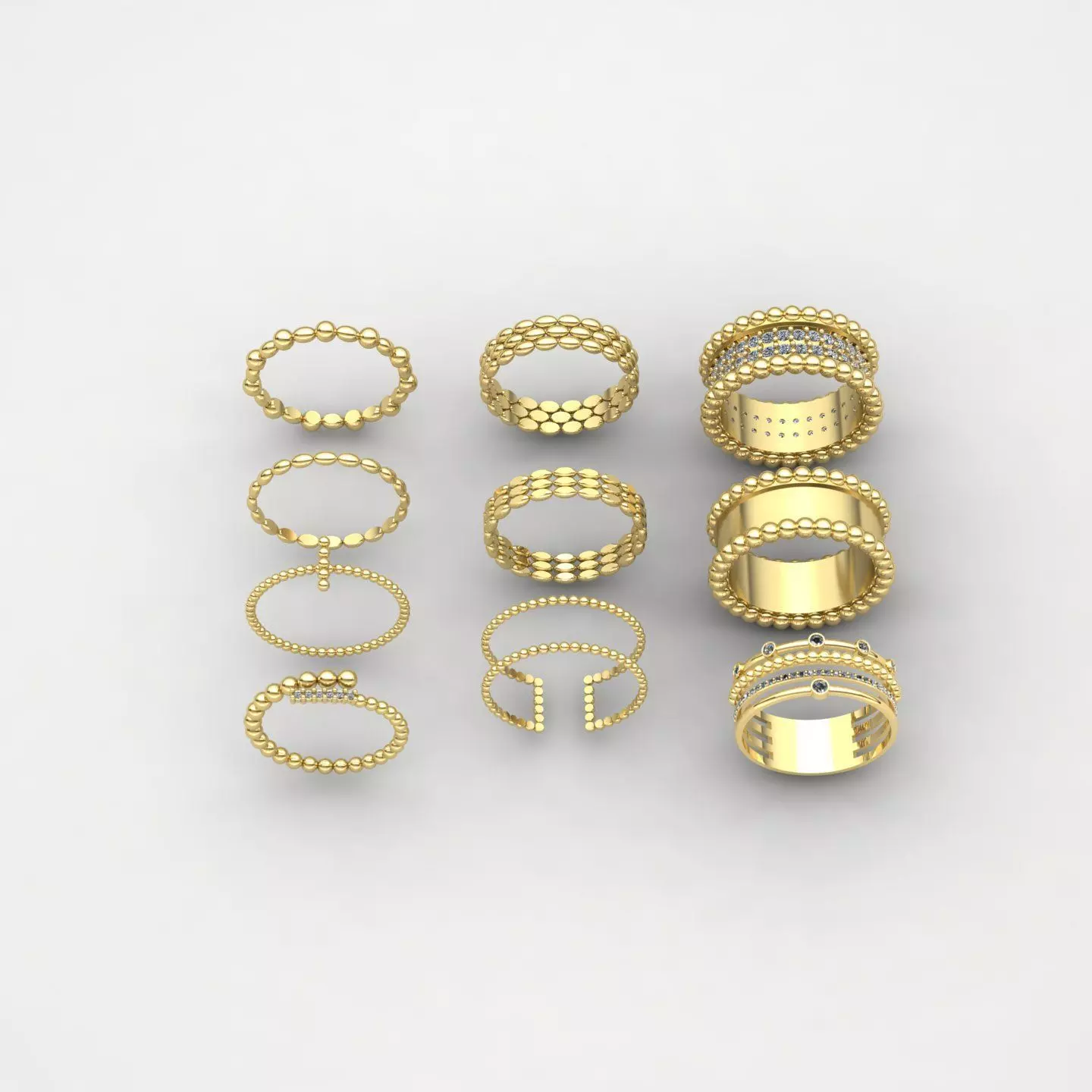 Beaded rings  3D print model_0
