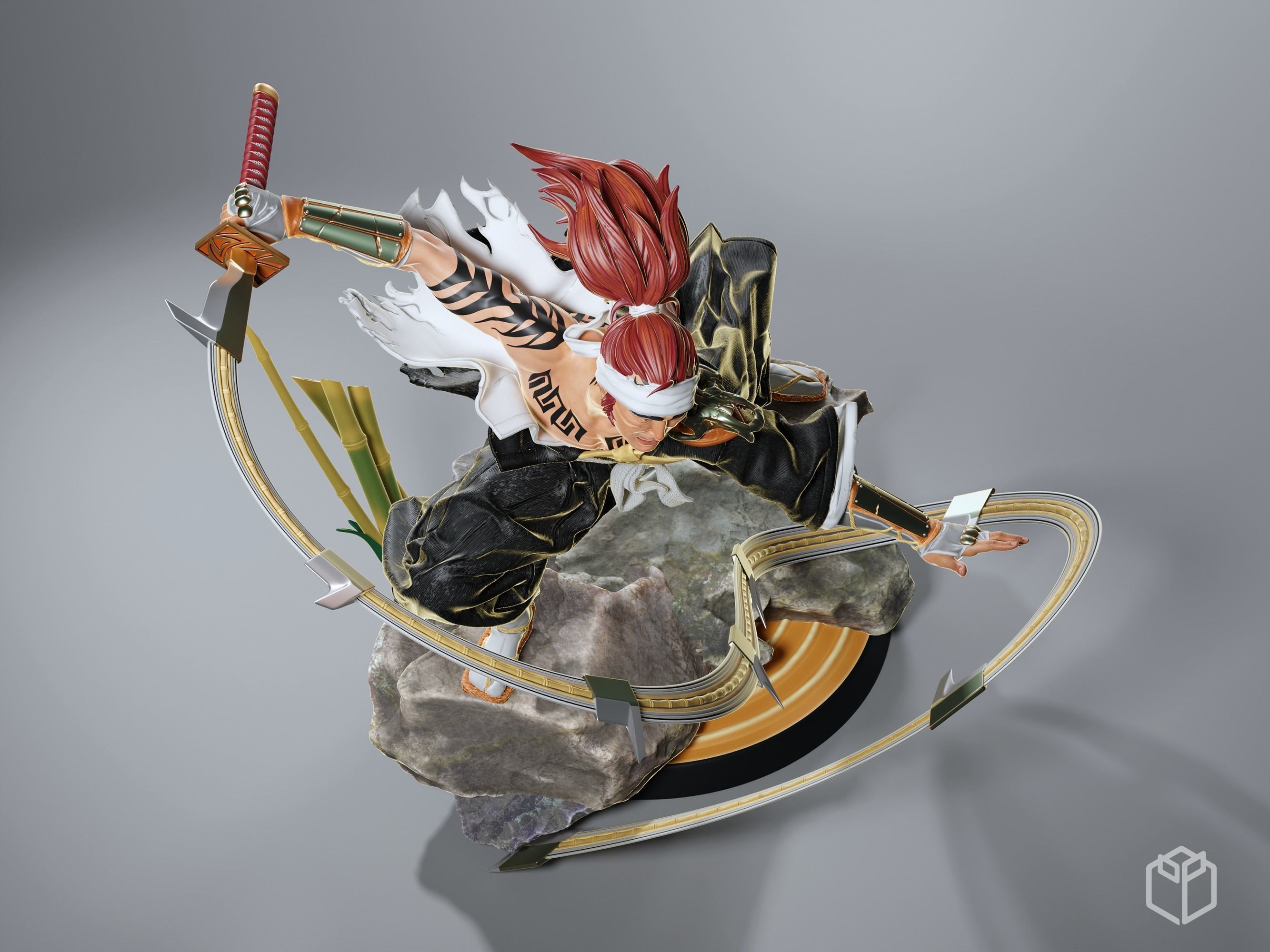 Bleach Renji Figurine Statue Hollowed Presupported 3D Printable 3D print model_9