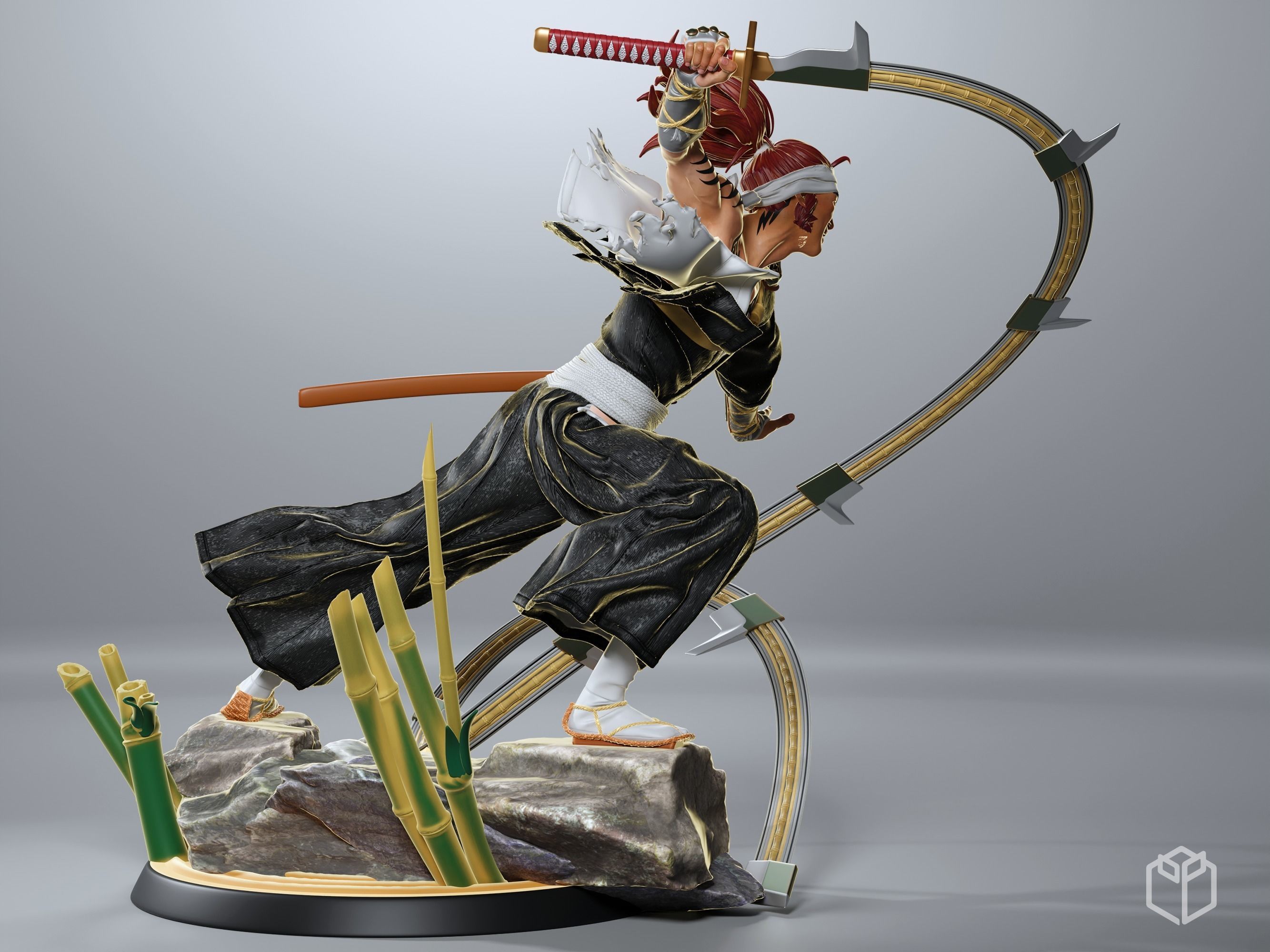 Bleach Renji Figurine Statue Hollowed Presupported 3D Printable 3D print model_6