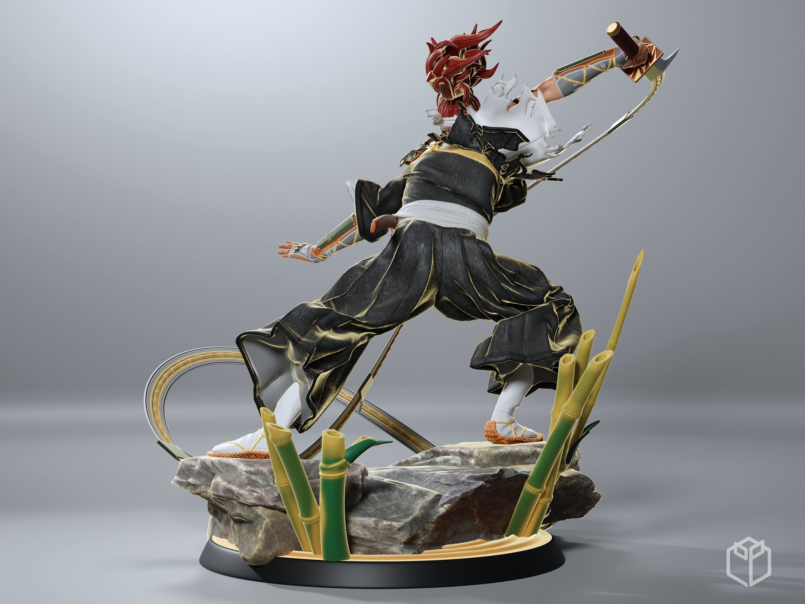 Bleach Renji Figurine Statue Hollowed Presupported 3D Printable 3D print model_7