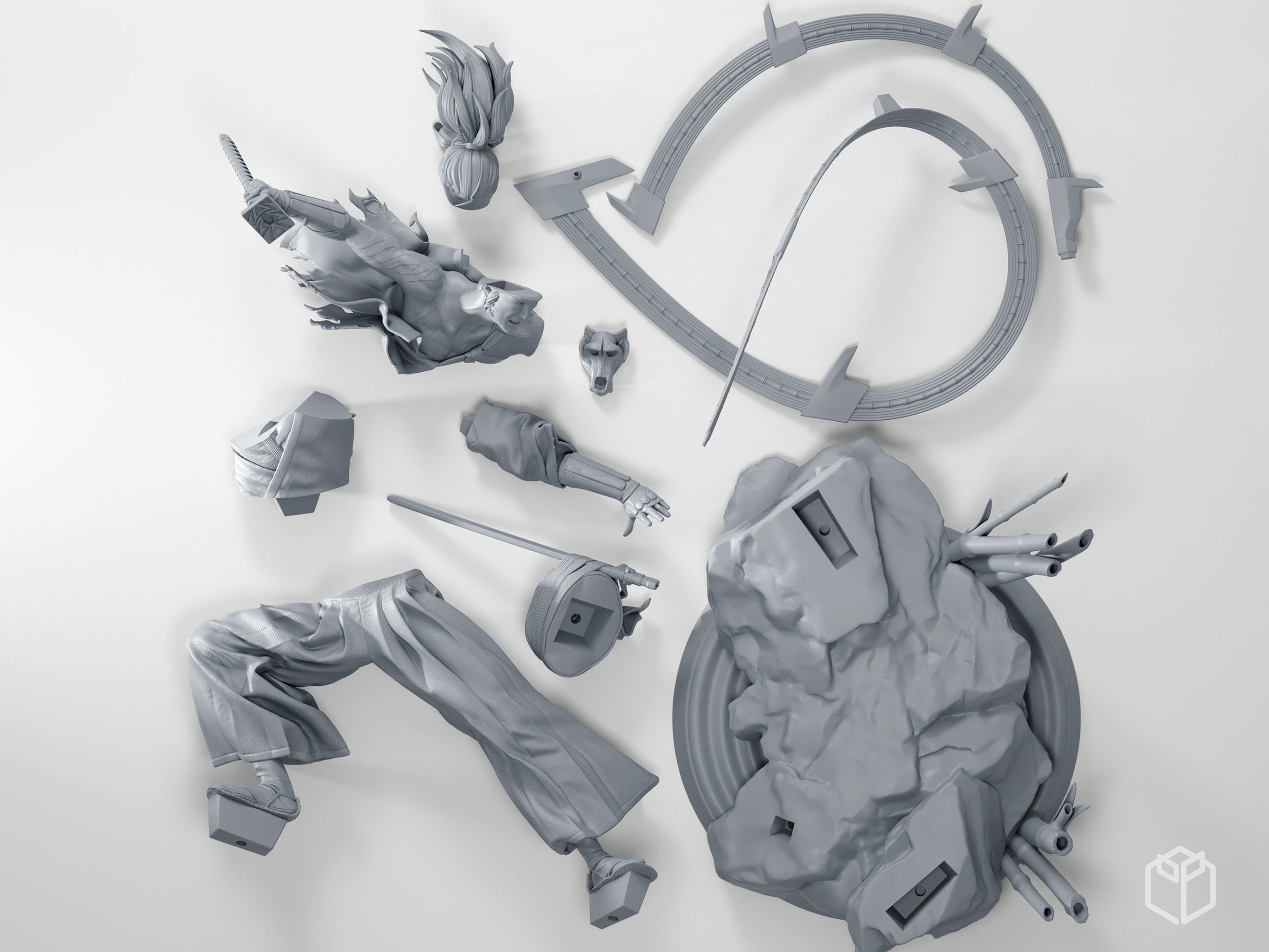 Bleach Renji Figurine Statue Hollowed Presupported 3D Printable 3D print model_3