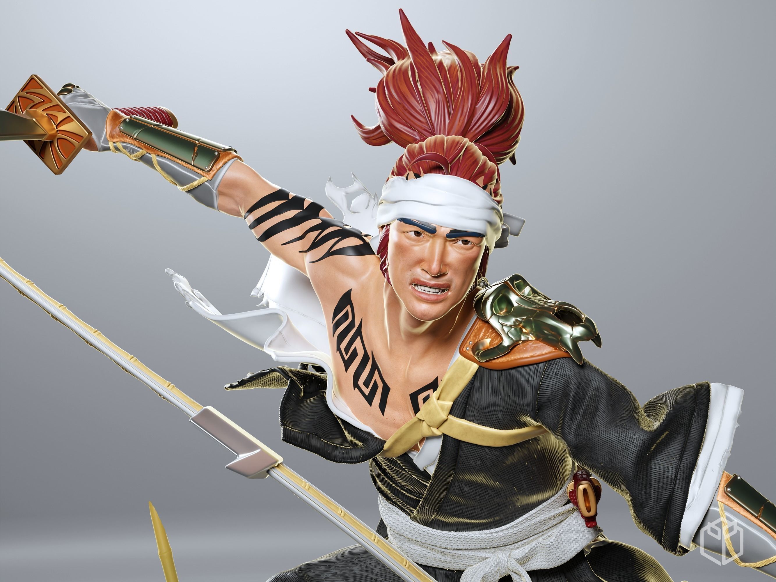 Bleach Renji Figurine Statue Hollowed Presupported 3D Printable 3D print model_5