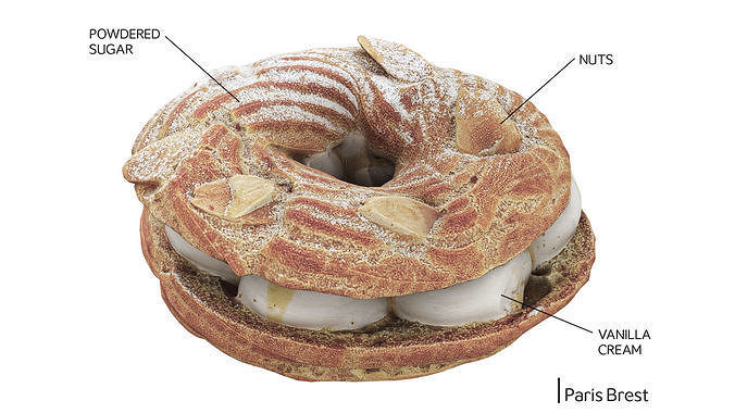 Pastry Set 01 Low-poly 3D model 6
