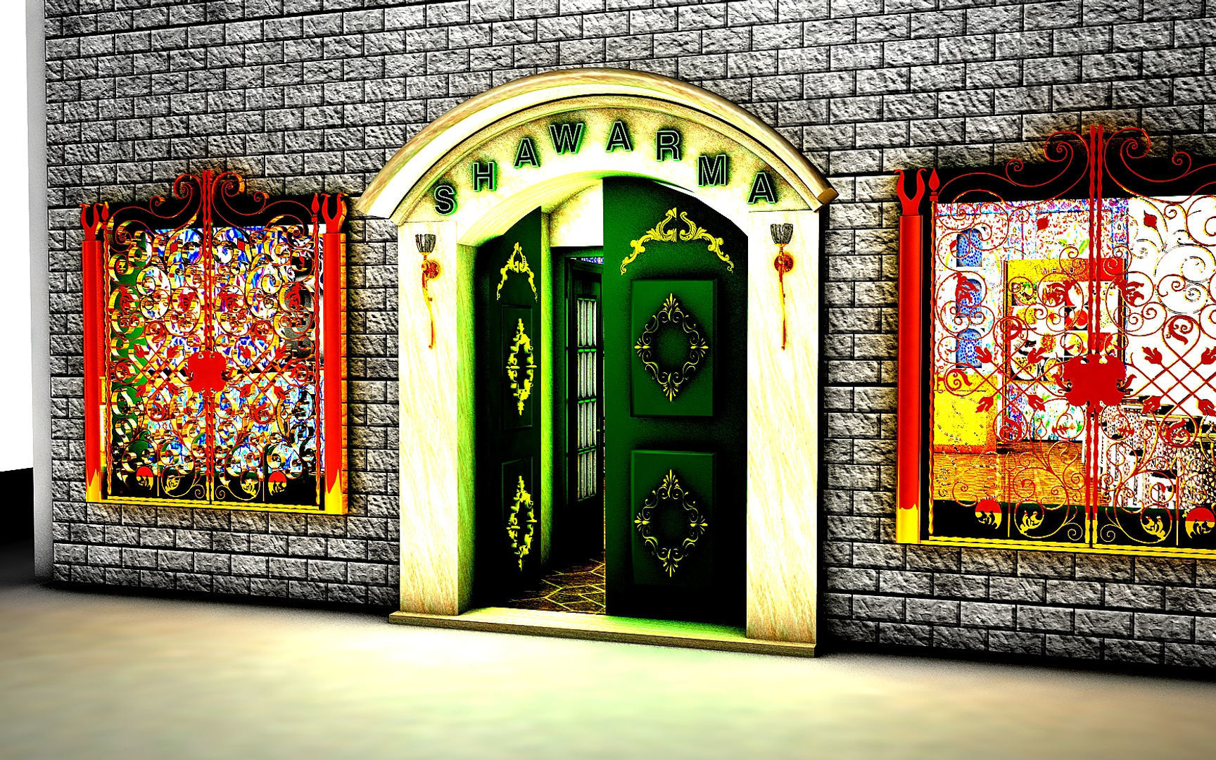 Authentic Restaurant 3D model_1