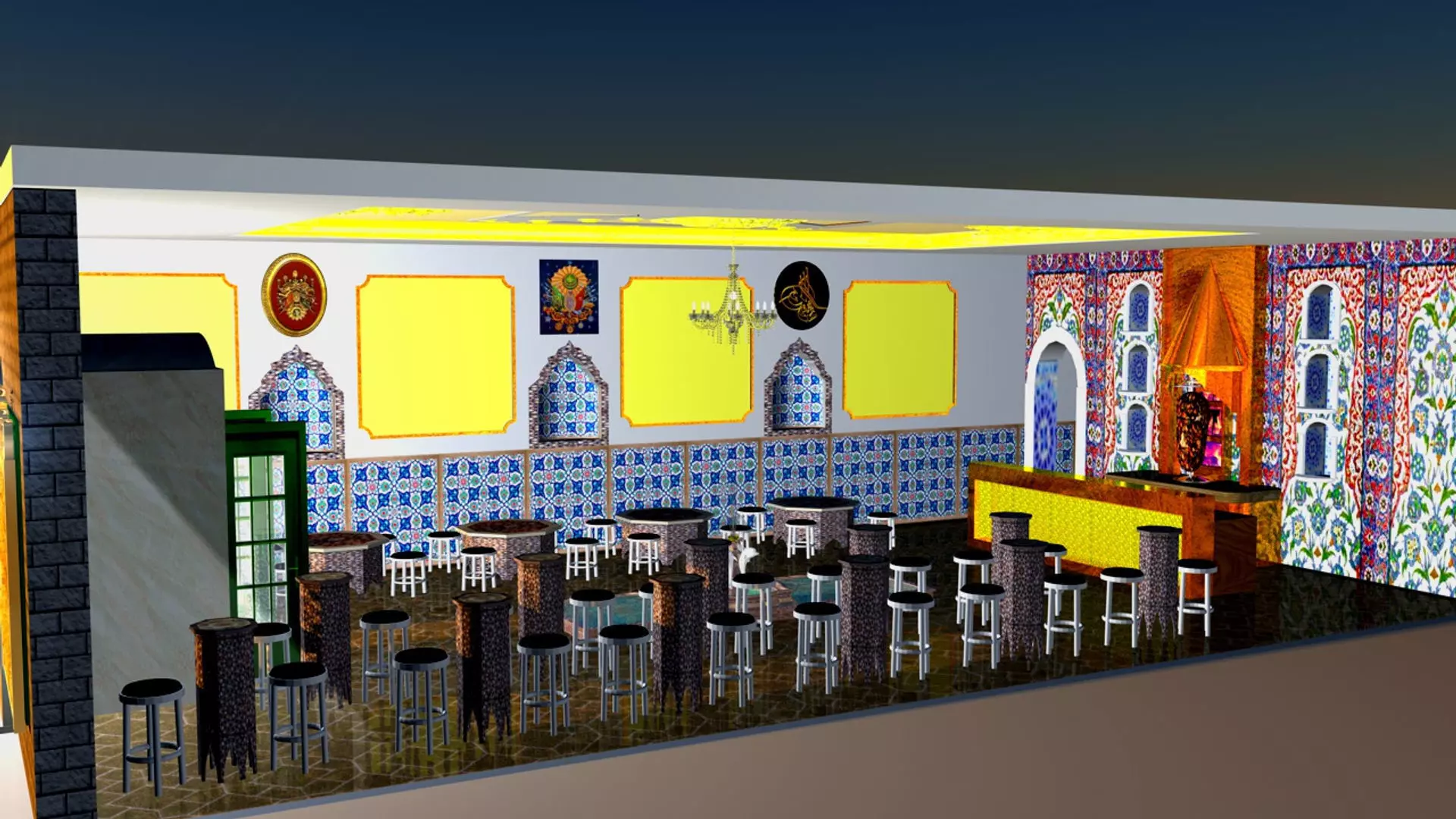 Authentic Restaurant 3D model_0