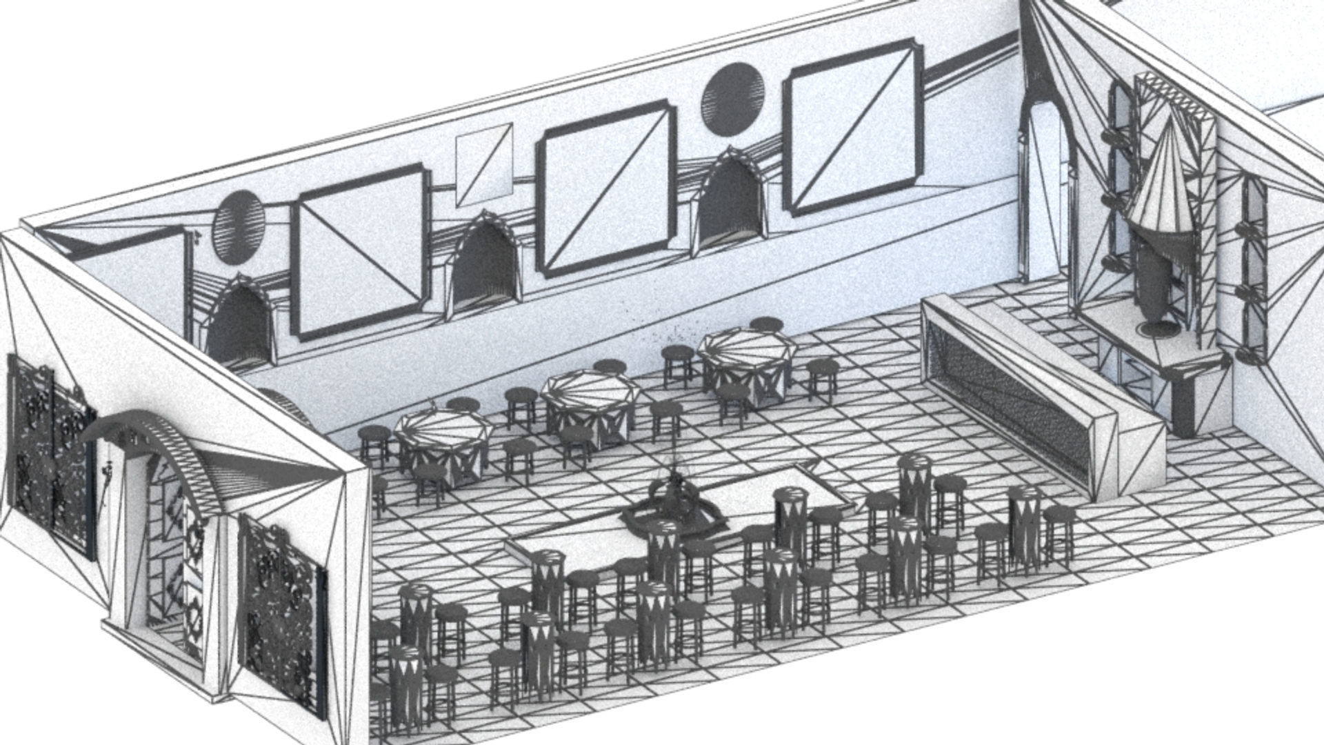 Authentic Restaurant 3D model_4