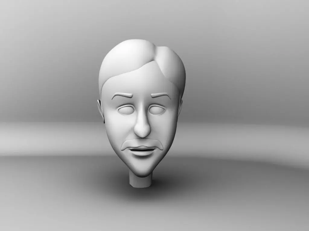 Cartoon Character Head with Mustache Free 3D model