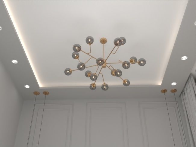 loft room in beige colors 3D model_1