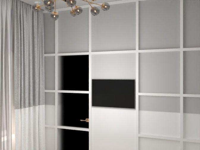 loft room in beige colors 3D model_2