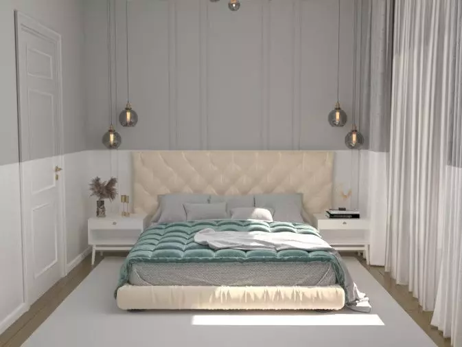 loft room in beige colors 3D model_0