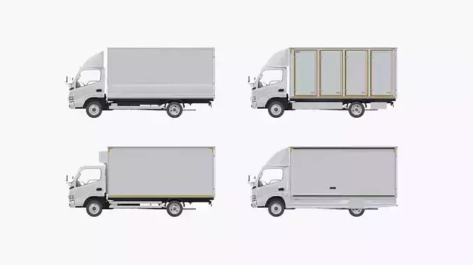 Toyota Dyna 1999 Long Vans Set Low-poly 3D model