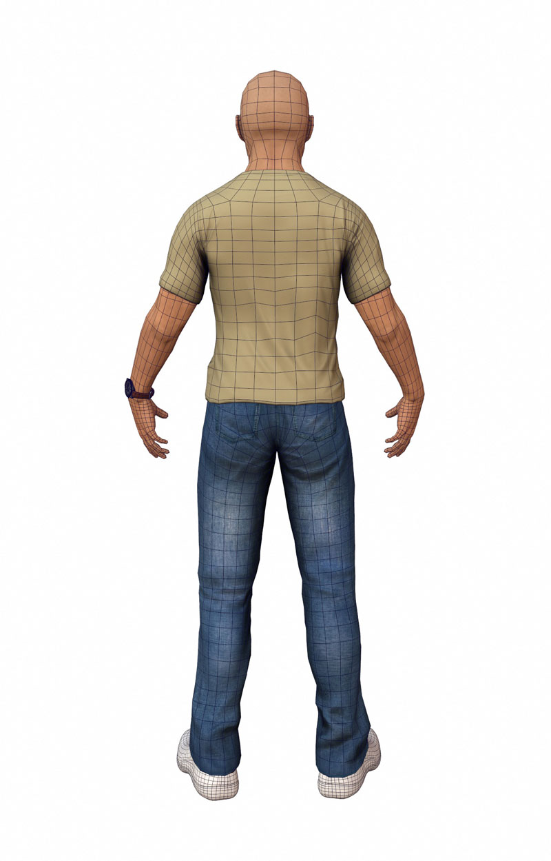 Casual Male Low-poly 3D model_9