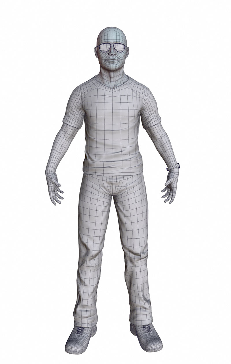 Casual Male Low-poly 3D model_3