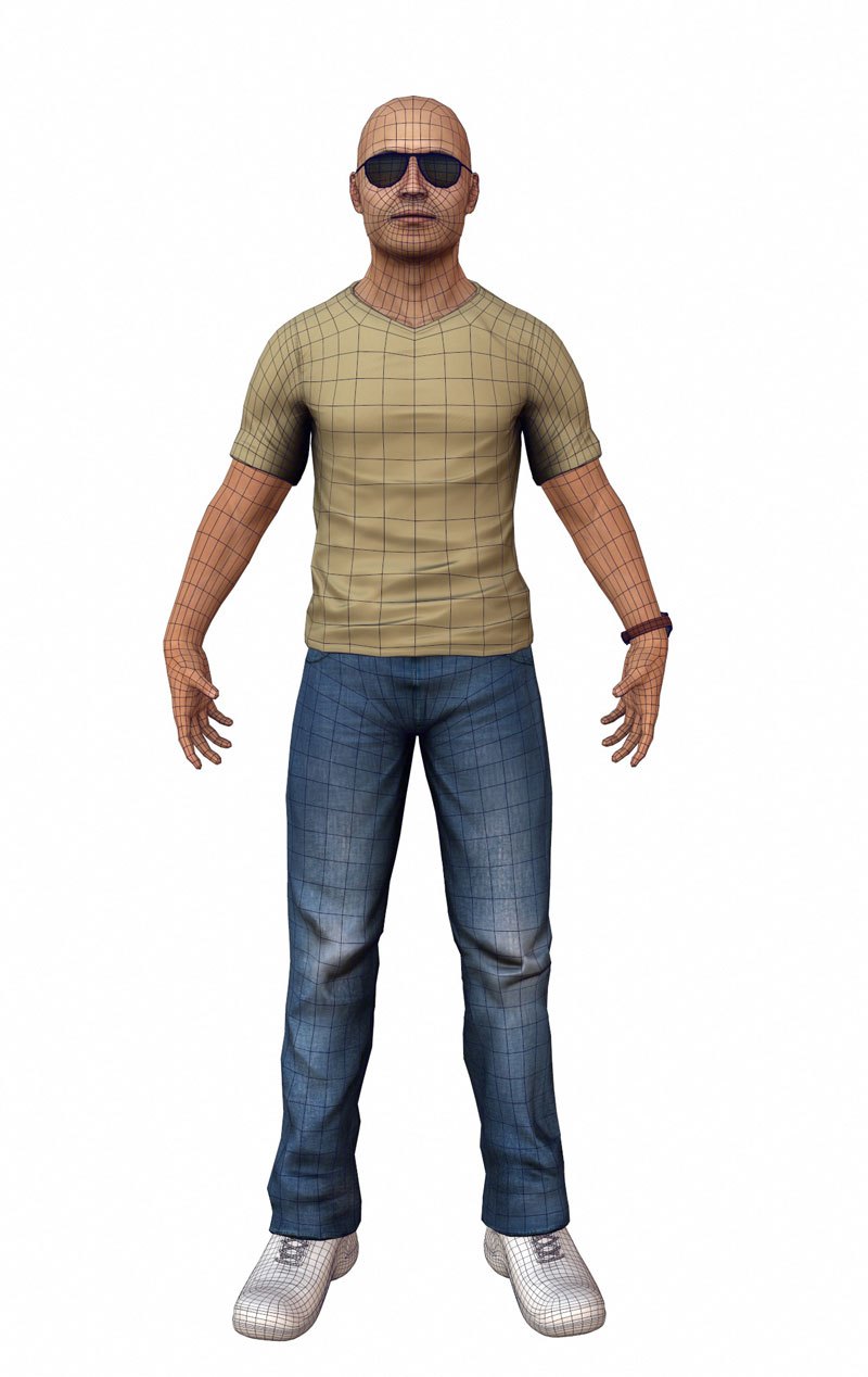 Casual Male Low-poly 3D model_5