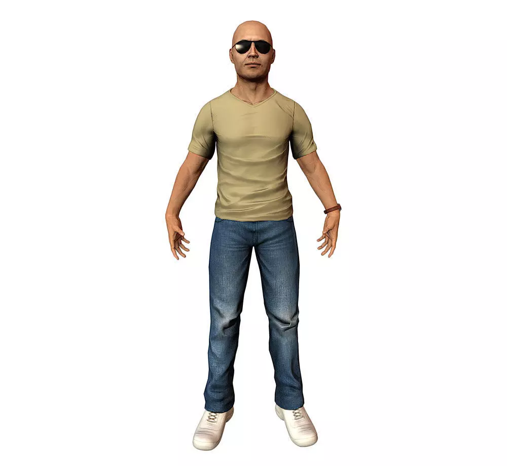 Casual Male Low-poly 3D model_0